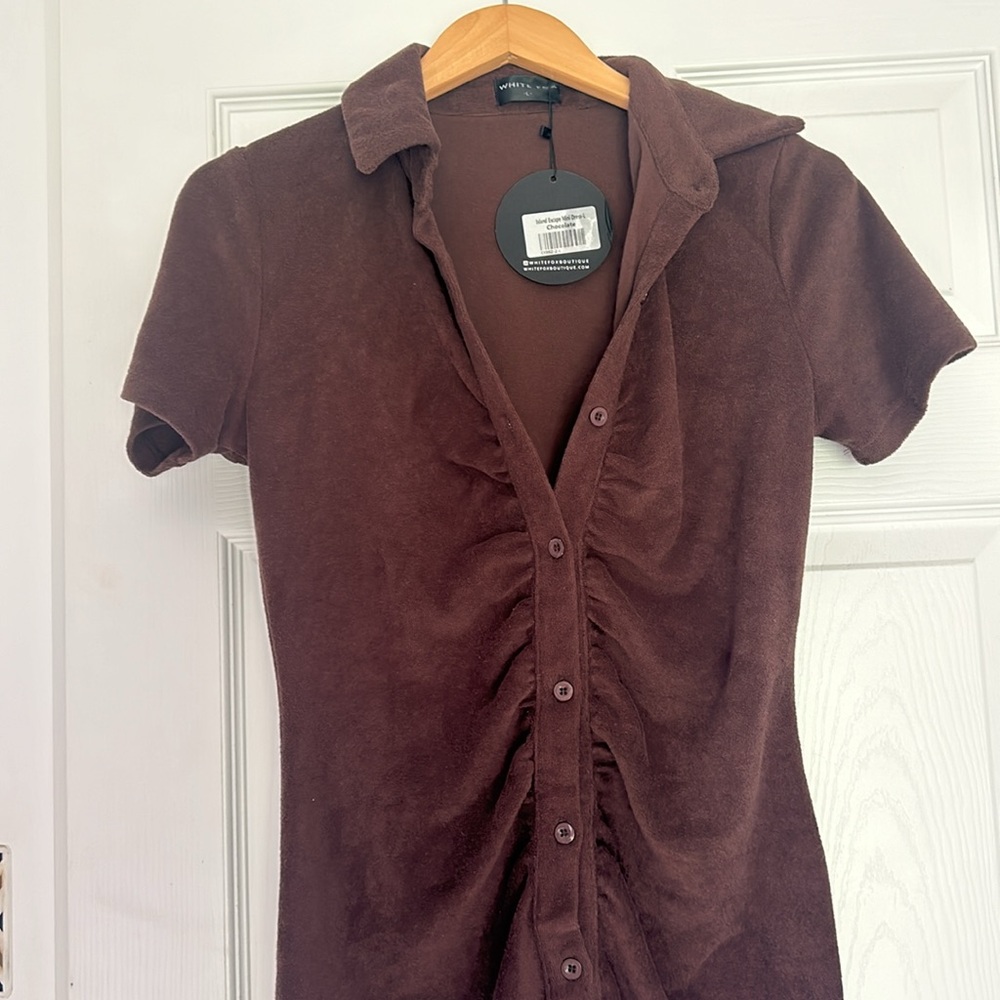 White Fox mini Terry dress (chocolate)
